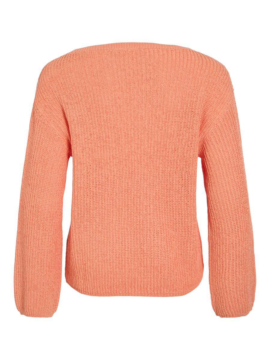 VILA VISUMMI U-BOOT-AUSSCHNITT STRICKPULLOVER, Cadmium Orange, highres - 14107455_CadmiumOrange_002.jpg