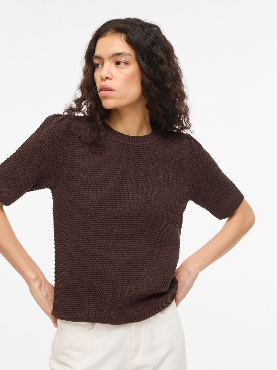 Carousel image - SHORT-SLEEVED KNITTED TOP, Coffee Bean | 5