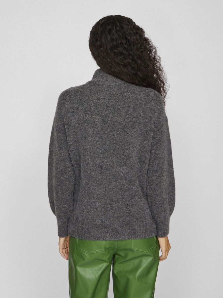 VILA VIALMA CON CERNIERA PULLOVER A MAGLIA, Dark Grey Melange, highres - 14100407_DarkGreyMelange_004.jpg