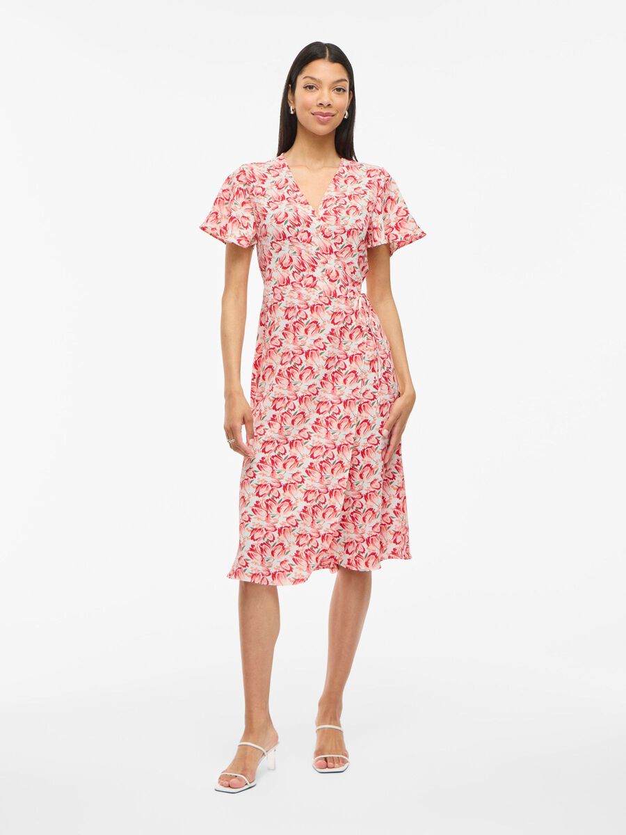 VILA VILOVIE SHORT SLEEVED WRAP DRESS, Egret, highres - 14059666_Egret_1223230_003.jpg