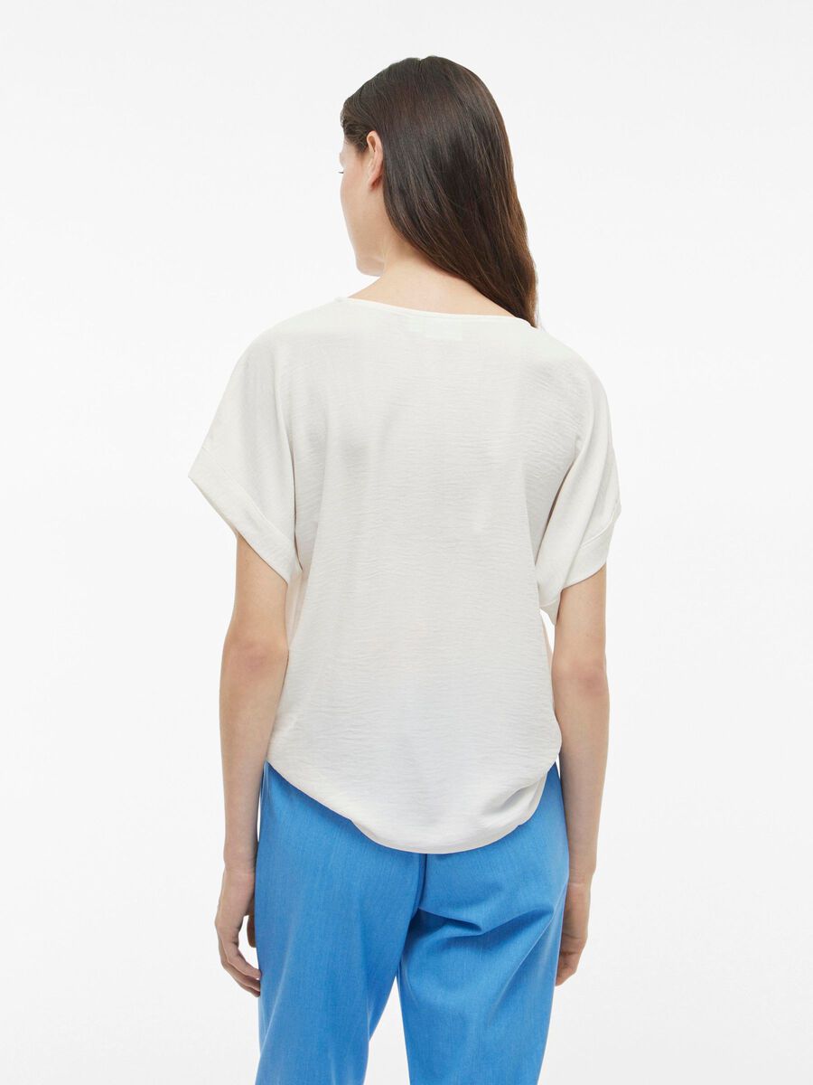 VILA ROUND NECK SHORT SLEEVED TOP, Snow White, highres - 14101663_SnowWhite_004.jpg