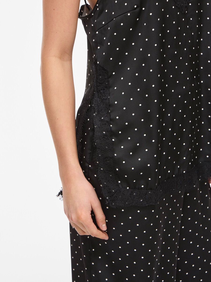 Carousel image - VISIA DOTTED LACE STRAP TOP, Black | 5