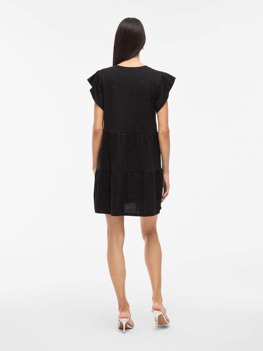 VILA VISUMMER CAP SLEEVED VESTITO MINI, Black, highres - 14059946_Black_004.jpg