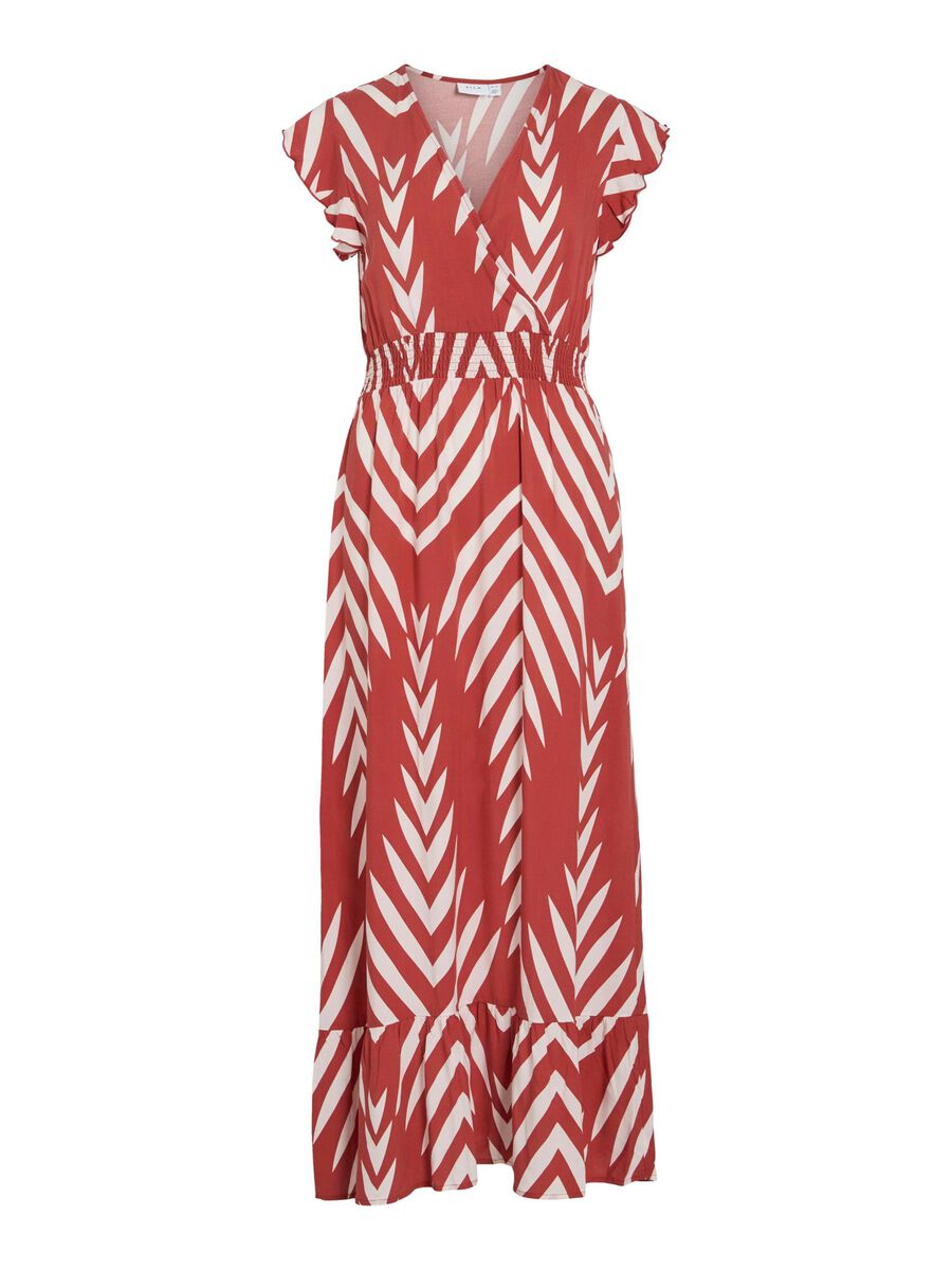 VILA V-NECK MAXI DRESS, Red Ochre, highres - 14110023_RedOchre_1218778_001.jpg