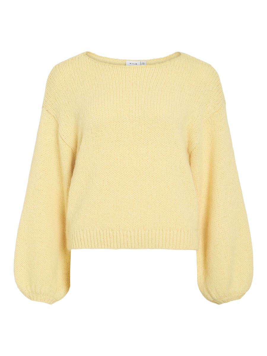 VILA BALLOON SLEEVED KNITTED JUMPER, Pale Banana, highres - 14087558_PaleBanana_001.jpg