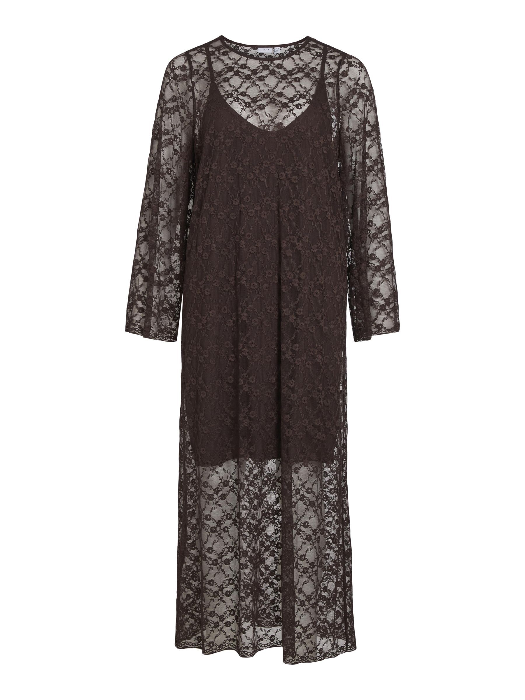 LACE MIDI DRESS Brown VILA