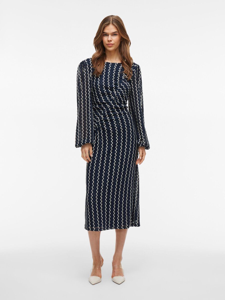 VILA À MANCHES LONGUES ROBE MI-LONGUE, Navy Blazer, highres - 14104312_NavyBlazer_1179136_003.jpg