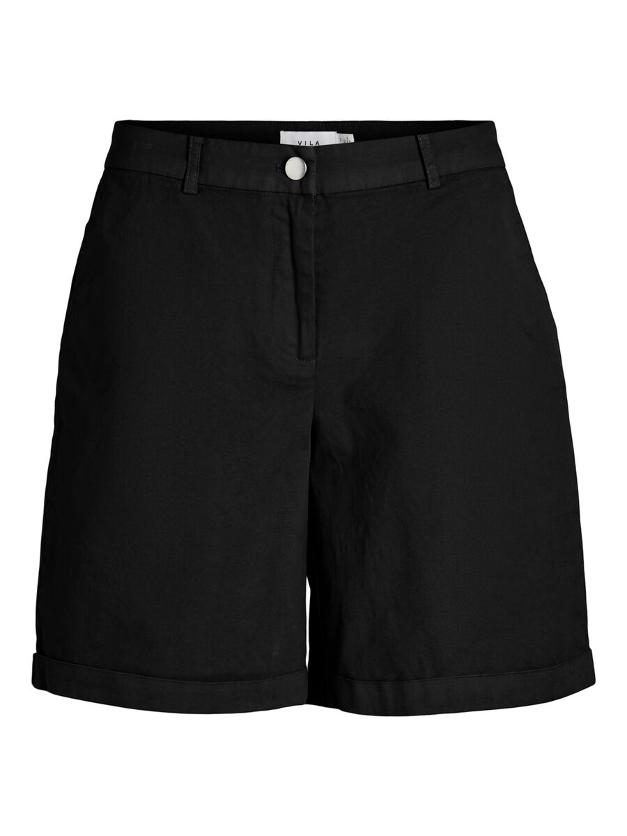 VILA MID-RISE CHINOSHORTS, Black, highres - 14092025_Black_001.jpg