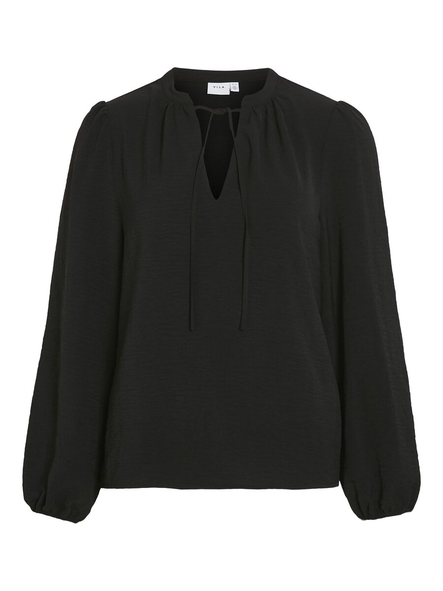 VILA V-NECK LONG SLEEVED TOP, Black Beauty, highres - 14101709_BlackBeauty_001.jpg