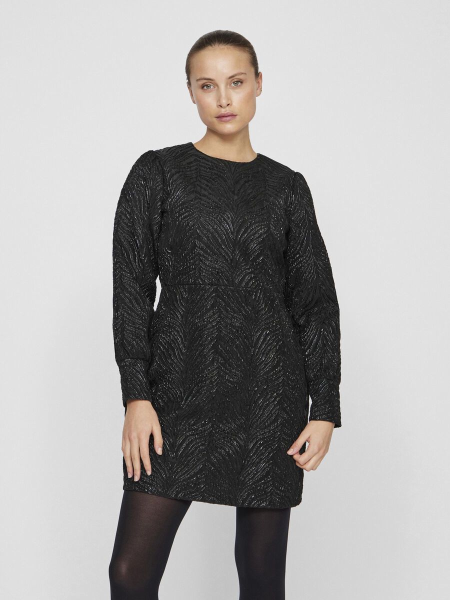 VILA LONG SLEEVED SHORT DRESS, Black Beauty, highres - 14101084_BlackBeauty_003.jpg