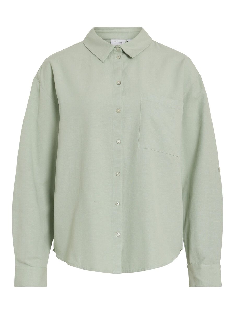 VILA LONG SLEEVED SHIRT, Silt Green, highres - 14104796_SiltGreen_001.jpg