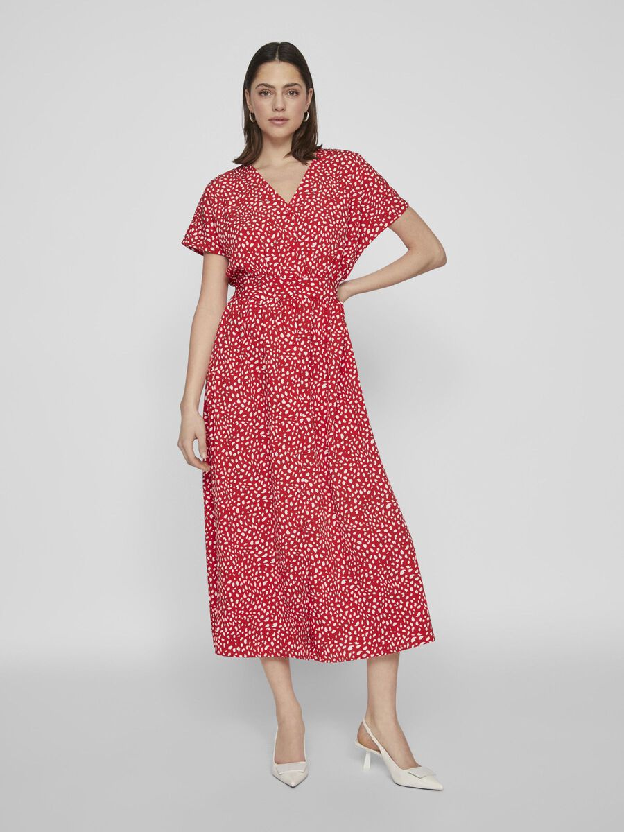 VILA SHORT SLEEVED BUTTONED MIDI DRESS, Mars Red, highres - 14099280_MarsRed_1128488_003.jpg