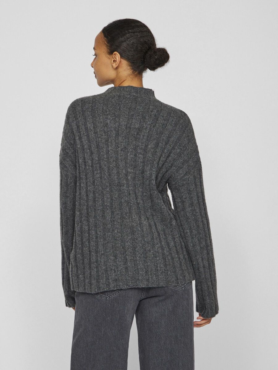 VILA KNITTED PULLOVER, Dark Grey Melange, highres - 14098892_DarkGreyMelange_004.jpg