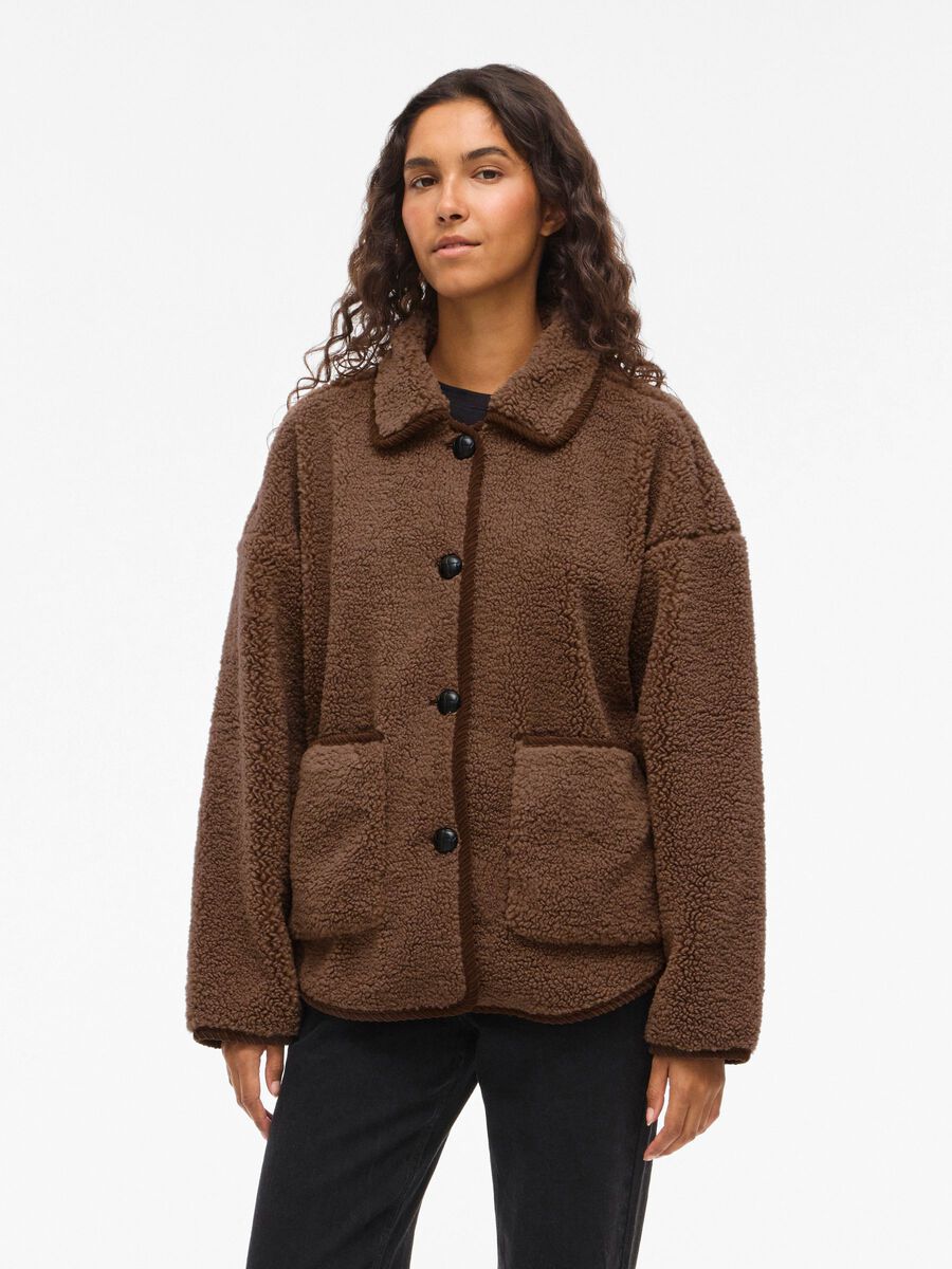 Product carousel image - BUTTONED TEDDY JACKET, Fossil | 1