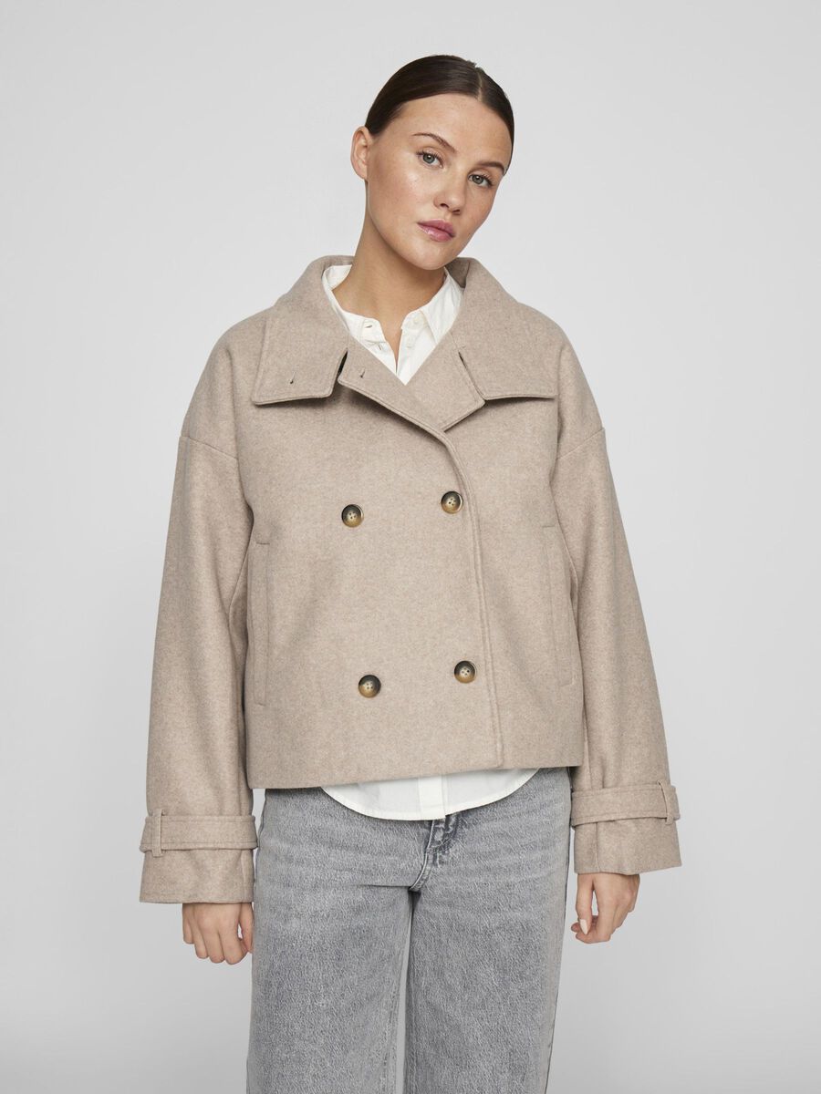 VILA HIGH NECK JACKET, Natural Melange, highres - 14103492_NaturalMelange_003.jpg