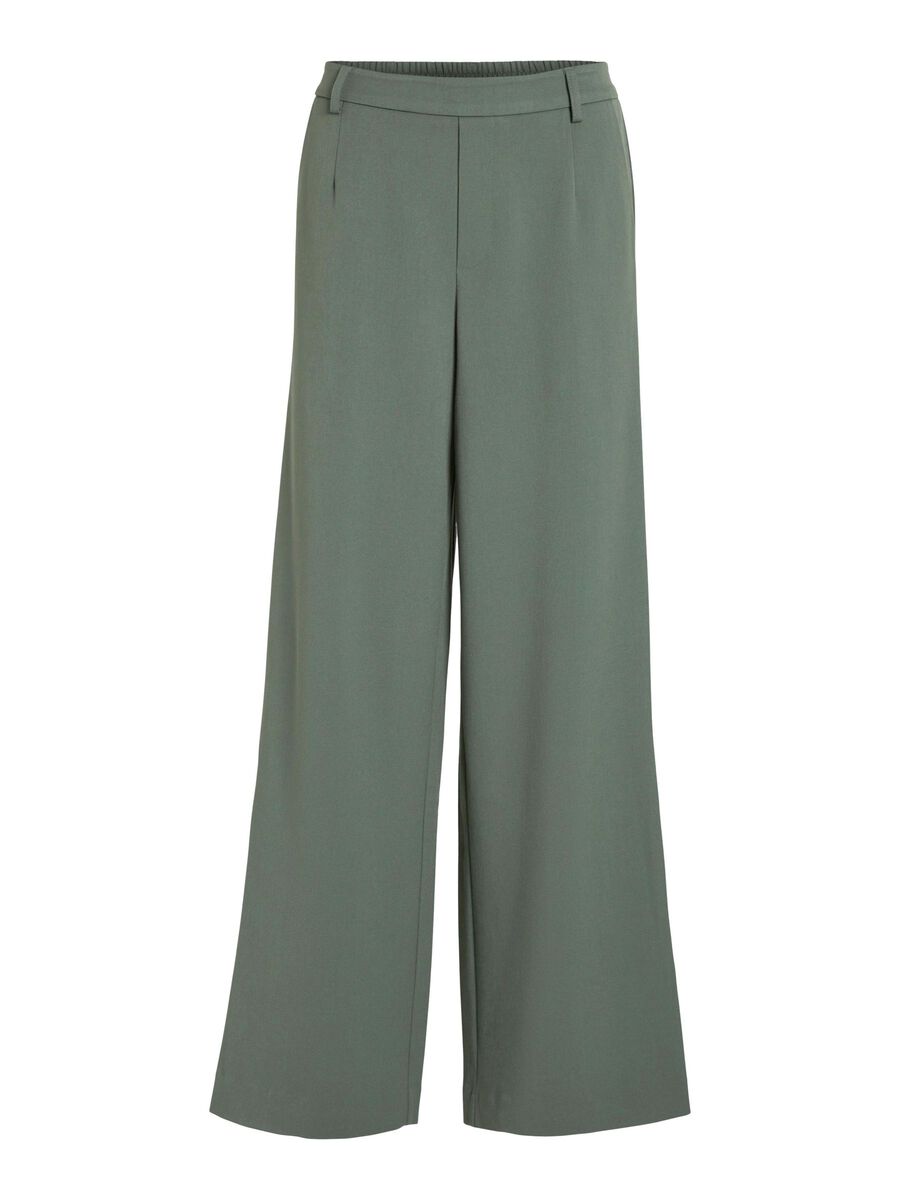 Vila HIGH WAIST WIDE-LEG TROUSERS, Duck Green, highres - 14087407_DuckGreen_001.jpg