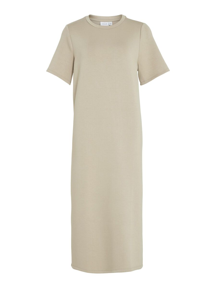 VILA SHORT SLEEVED MIDI DRESS, Feather Gray, highres - 14100440_FeatherGray_001.jpg