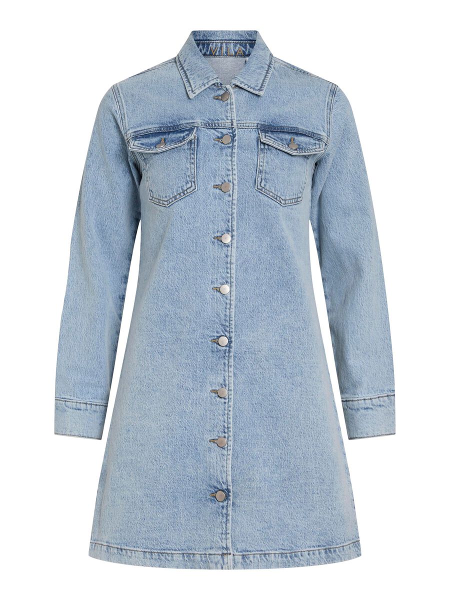 VILA VIJAF SHORT DENIM DRESS, Light Blue Denim, highres - 14106616_LightBlueDenim_001.jpg