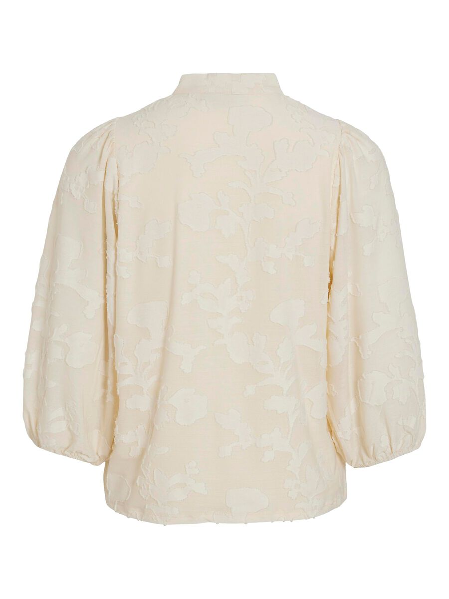 VILA TIE NECK 3/4 SLEEVED TOP, Birch, highres - 14103945_Birch_002.jpg