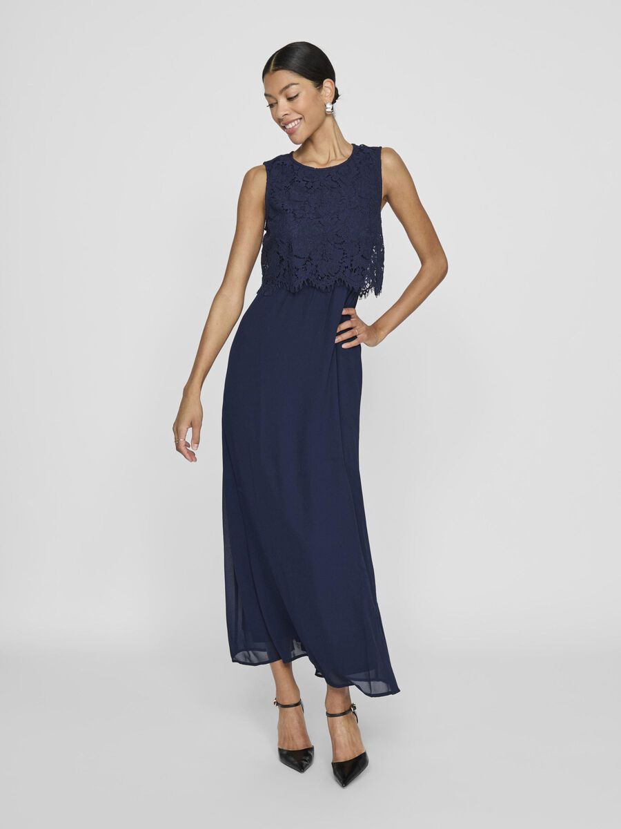 VILA VIMILINA SLEEVELESS MAXI DRESS, Navy Blazer, highres - 14100341_NavyBlazer_003.jpg