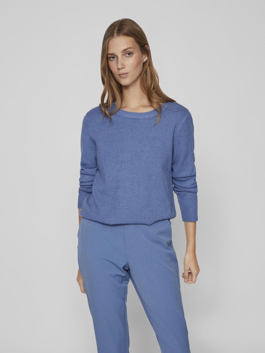 Vila RUNDHALSAUSSCHNITT STRICKPULLOVER, Coronet Blue, highres - 14054177_CoronetBlue_958812_003.jpg