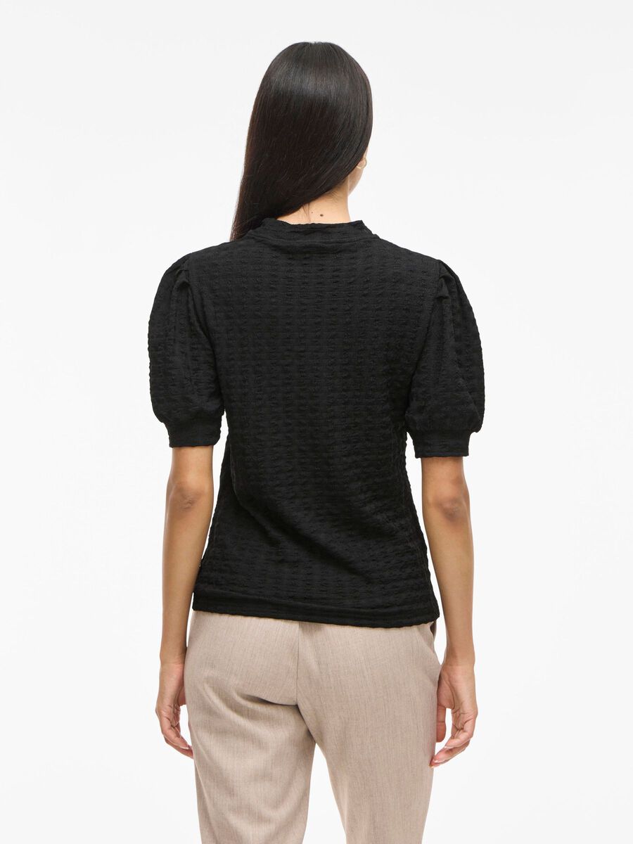 VILA VIRIK HIGH NECK SHORT SLEEVED TOP, Black, highres - 14112659_Black_004.jpg