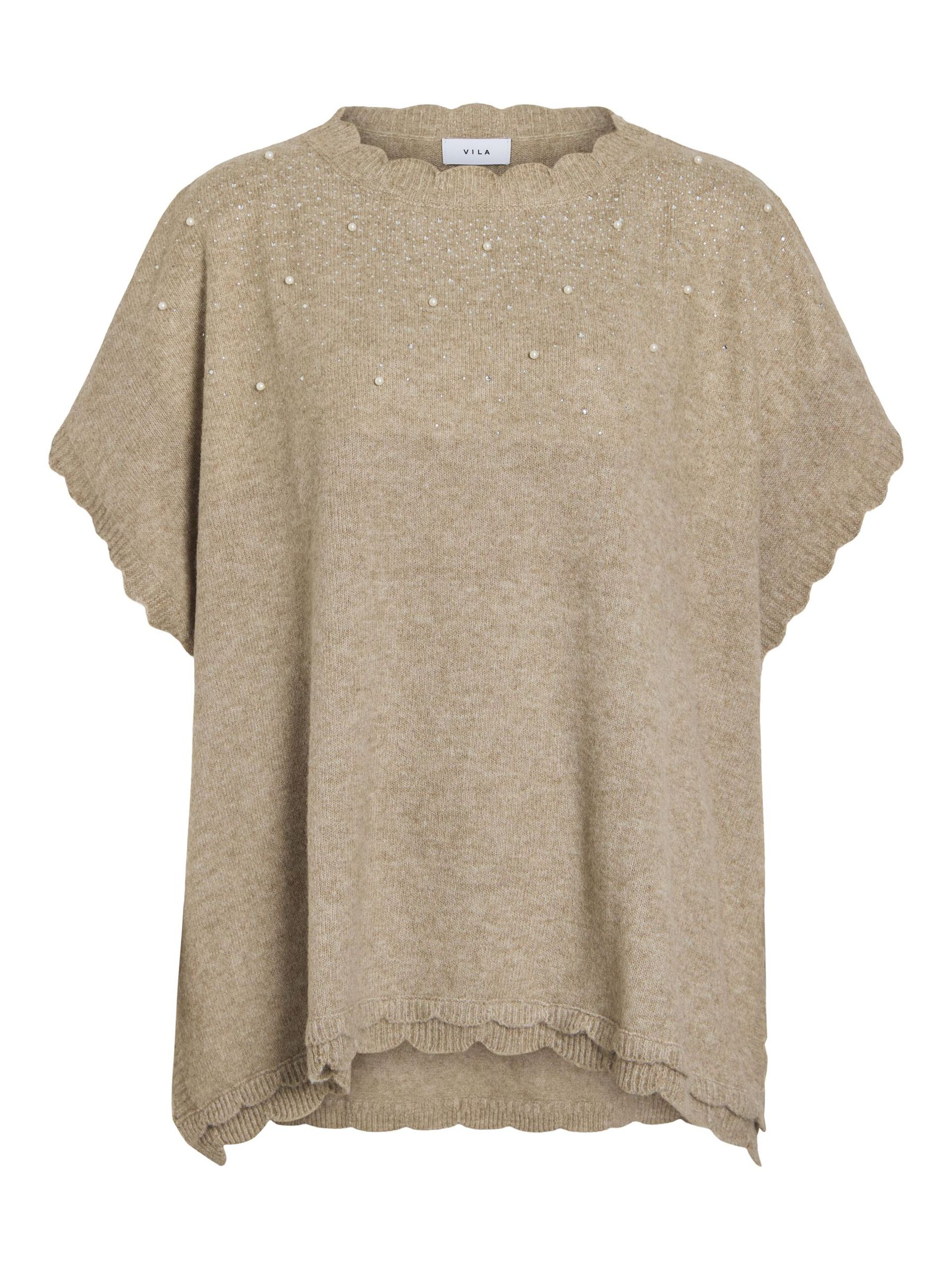 Carousel image - KNITTED PONCHO, Natural Melange | 6