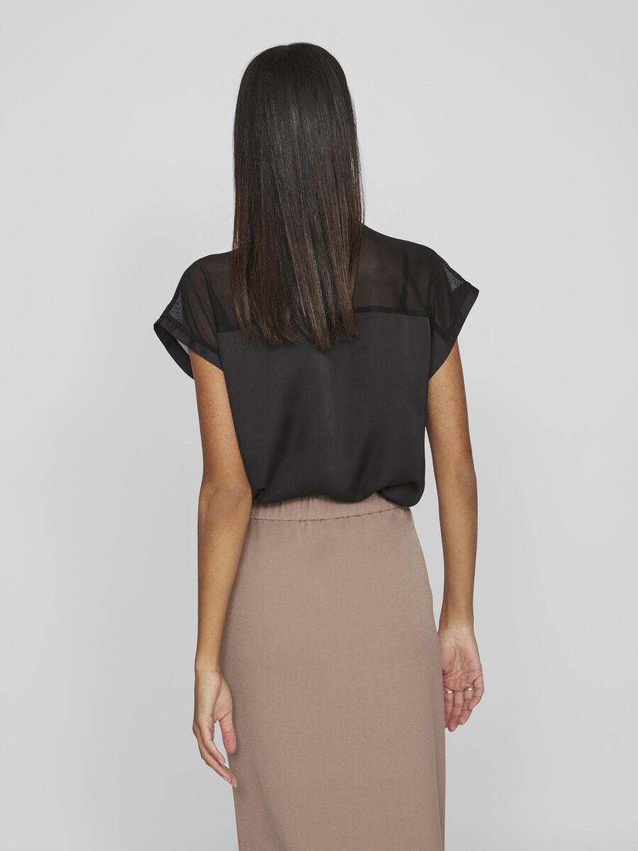 VILA VIELLETTE MESH SHORT SLEEVED TOP, Black, highres - 14101088_Black_004.jpg