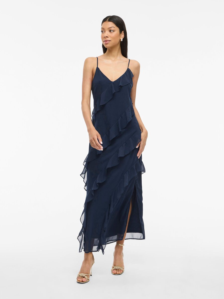VILA VIROMAINE STRAP MAXI DRESS, Navy Blazer, highres - 14113927_NavyBlazer_003.jpg