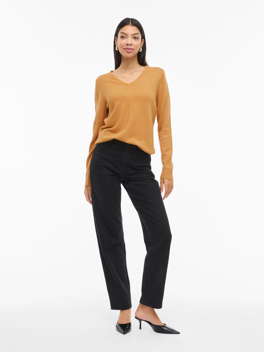 Carousel image - VIRIL DE CUELLO EN V JERSEY DE PUNTO, Amber Gold | 4