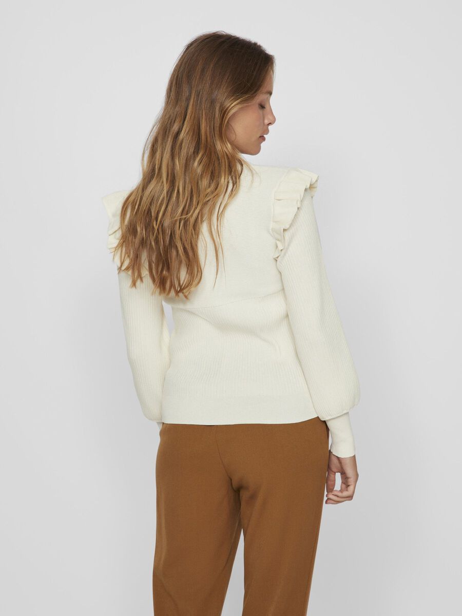 VILA RUFFLE KNITTED TOP, Birch, highres - 14094194_Birch_004.jpg