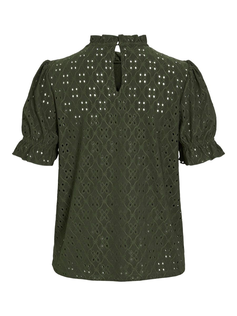 VILA EMBROIDERED SHORT SLEEVED TOP, Deep Depths, highres - 14070251_DeepDepths_002.jpg