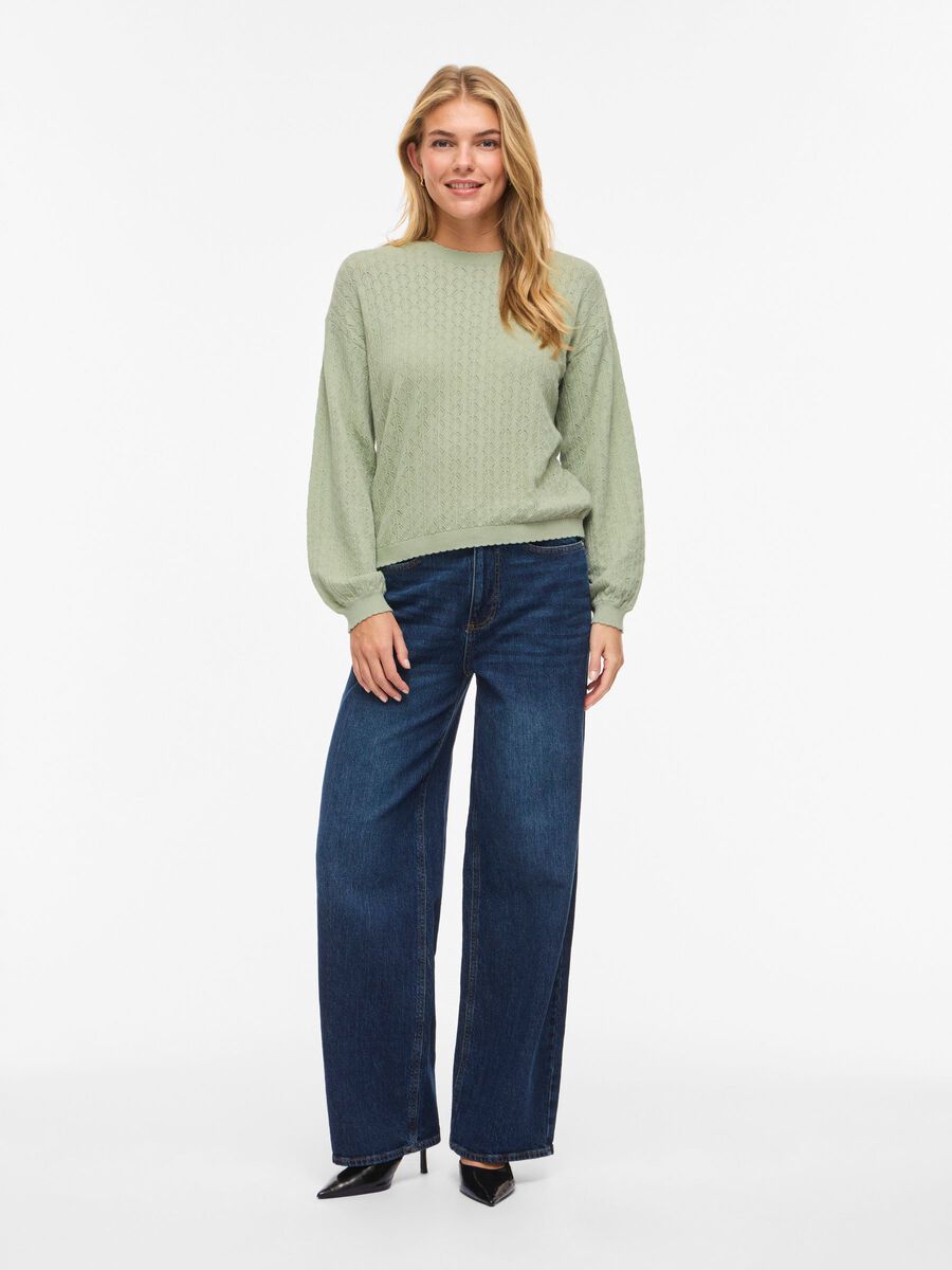 Carousel image - VIEMI LONG SLEEVED KNITTED TOP, Smoke Green | 4