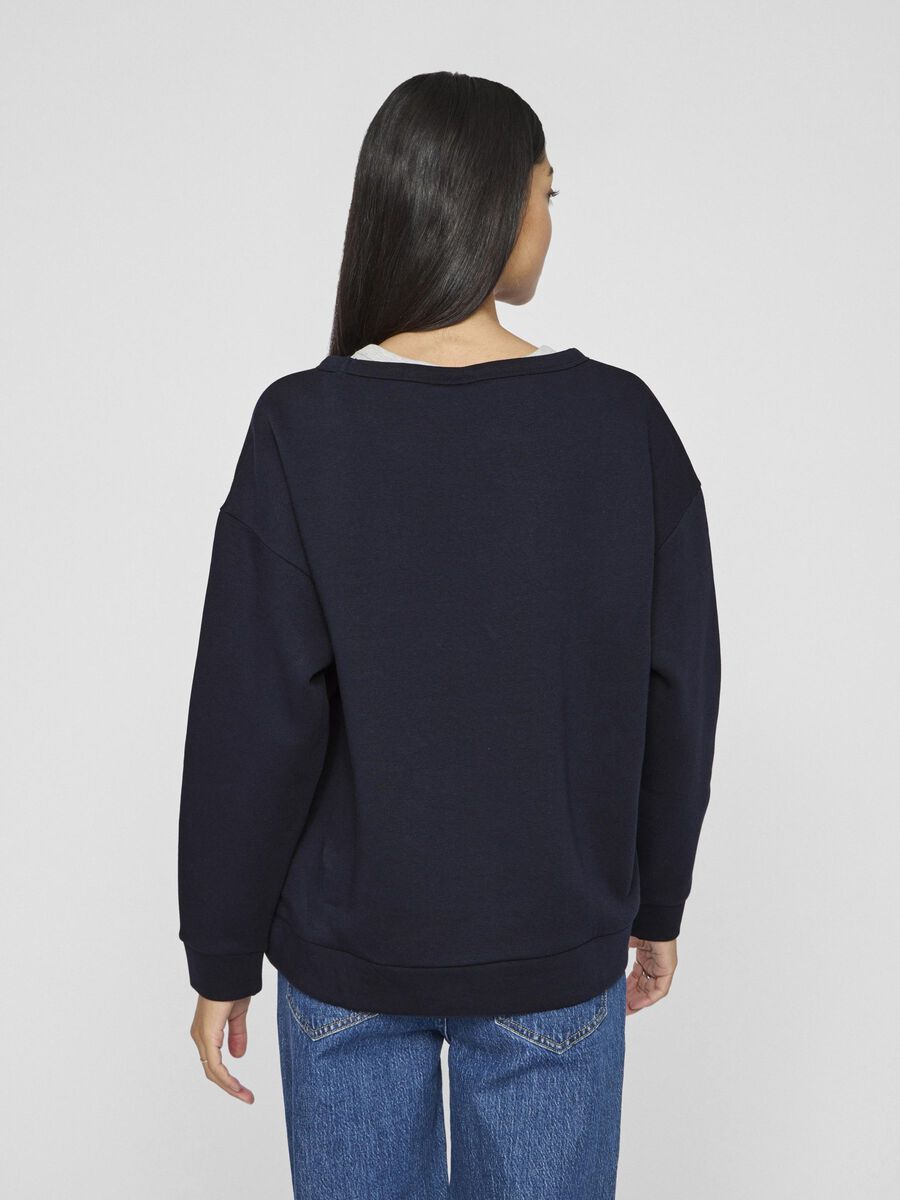 VILA GIROCOLLO FELPA A MANICHE LUNGHE, Navy Blazer, highres - 14104009_NavyBlazer_1161273_004.jpg