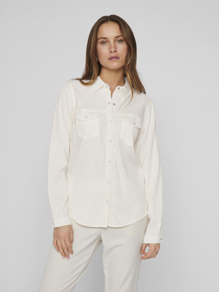 VILA VIBISTA POCKET DENIM SHIRT, Egret, highres - 14033008_Egret_003.jpg