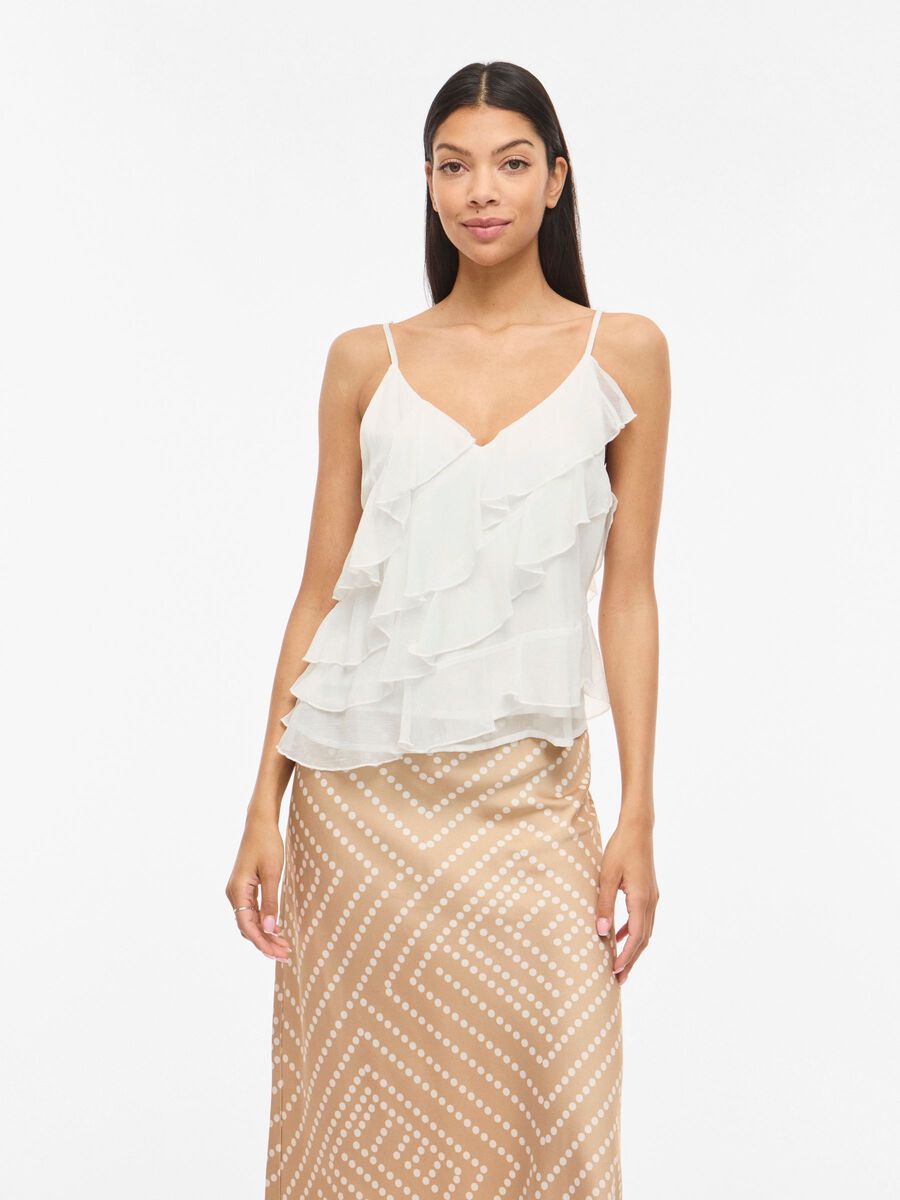 Product carousel image - VILUNA V-NECK STRAP TOP, Snow White | 1