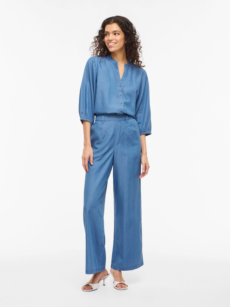 Carousel image - VINORI HIGH WAIST WIDE-LEG BROEK, Medium Blue Denim | 4