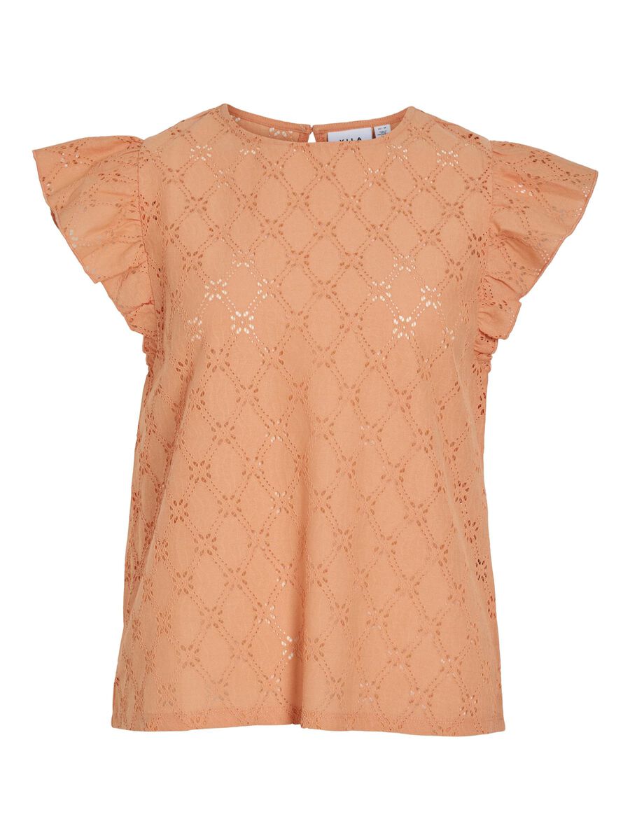 VILA SHORT SLEEVED TOP, Shell Coral, highres - 14097198_ShellCoral_001.jpg