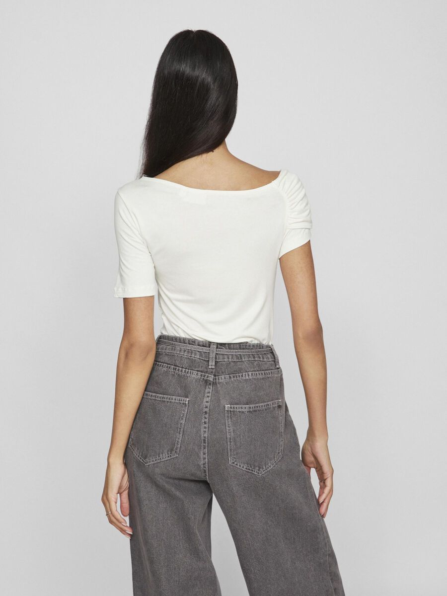 VILA SHORT SLEEVED TWIST TOP, Cloud Dancer, highres - 14106169_CloudDancer_004.jpg