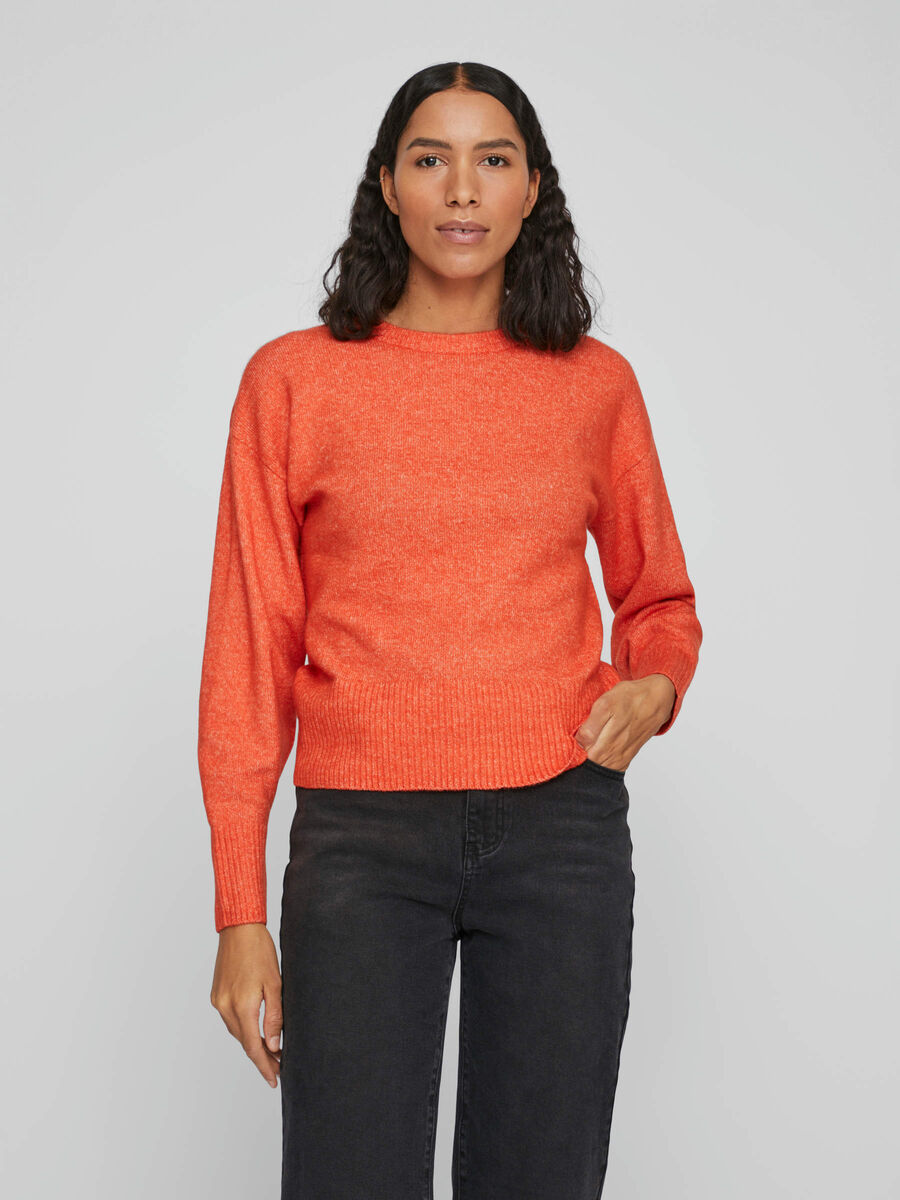 Vila BASIC KNITTED PULLOVER, Tigerlily, highres - 14082359_Tigerlily_997590_003.jpg