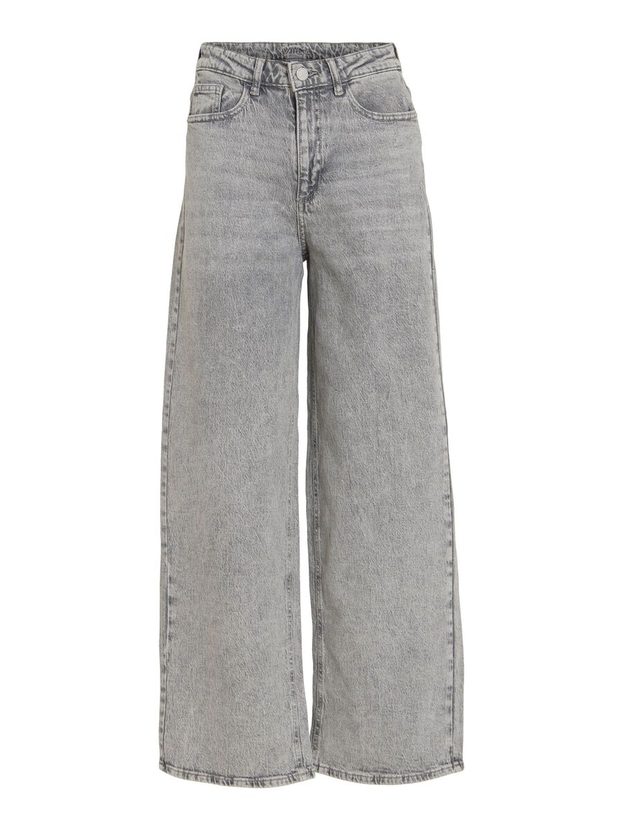 VILA VIFREYA HIGH-WAIST WIDE FIT JEANS, Light Grey Denim, highres - 14084736_LightGreyDenim_1188484_001.jpg