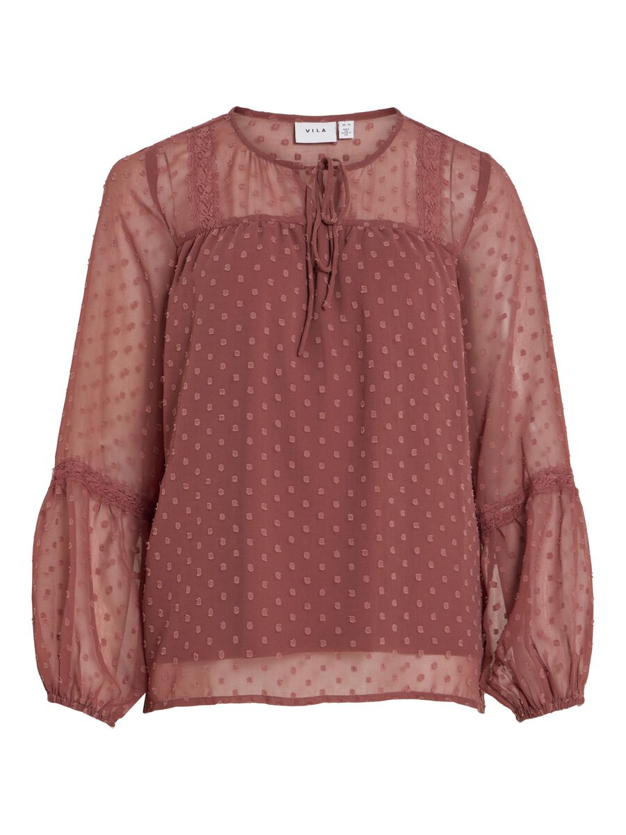 VILA VIEDEE DETAILED LONG SLEEVED BLOUSE, Apple Butter, highres - 14079577_AppleButter_001.jpg