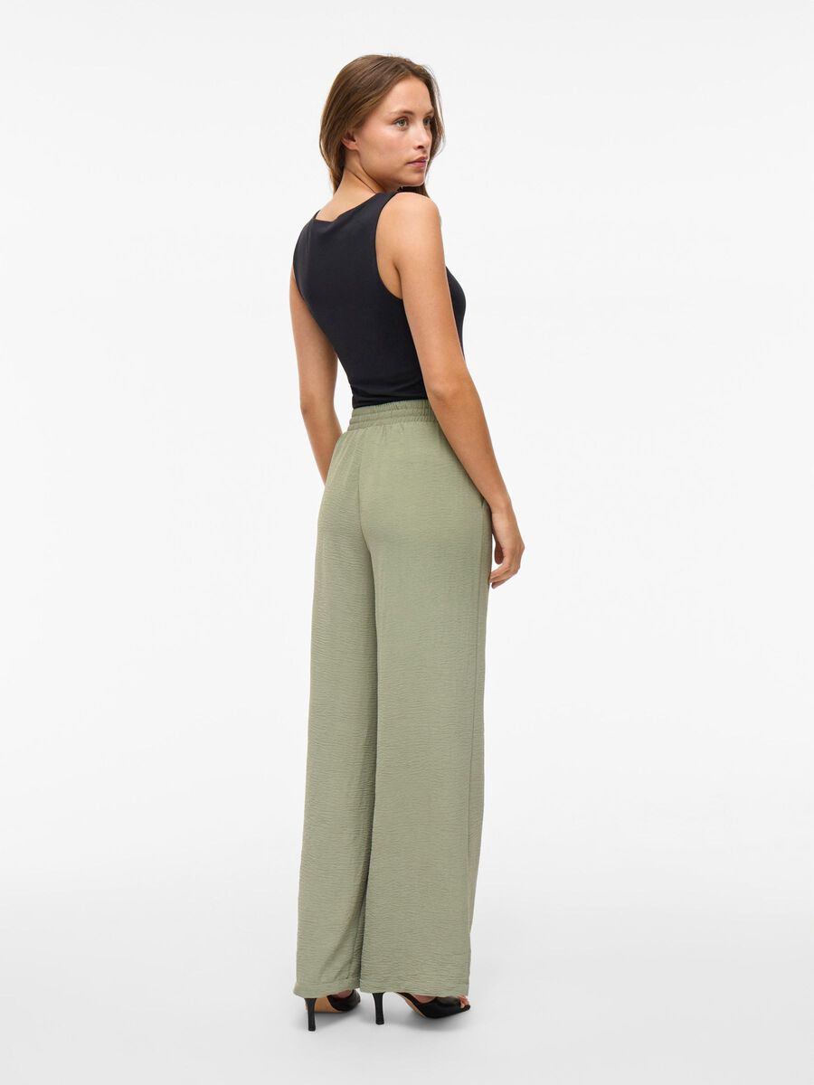 VILA HIGH WAIST WIDE-LEG TROUSERS, Oil Green, highres - 14100308_OilGreen_004.jpg