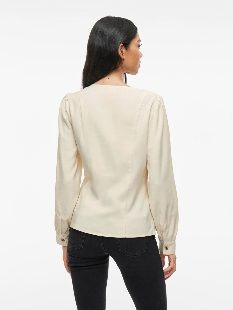 VILA V-NECK LONG SLEEVED TOP, Birch, highres - 14103853_Birch_004.jpg
