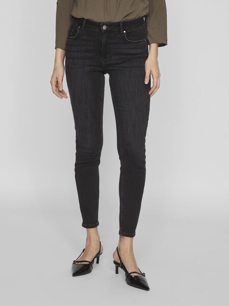 VILA VISARAH MID WAIST SKINNY FIT JEANS, Black Denim, highres - 14082131_BlackDenim_003.jpg
