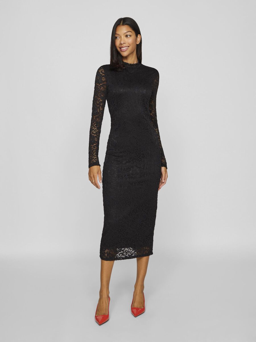 VILA HIGH NECK  MIDI DRESS, Black, highres - 14103770_Black_003.jpg