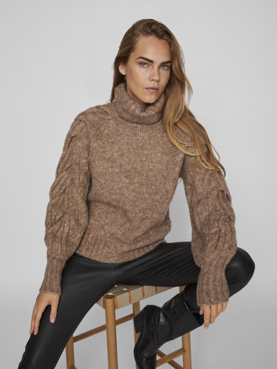 Vila TURTLENECK KNITTED PULLOVER, Malt Ball, highres - 14091728_MaltBall_1079817_003.jpg