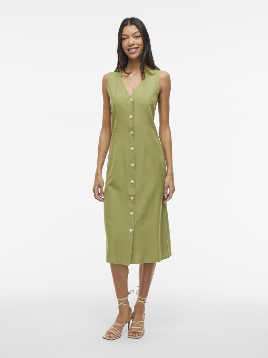 VILA SLEEVELESS MIDI DRESS, Sage, highres - 14104800_Sage_003.jpg