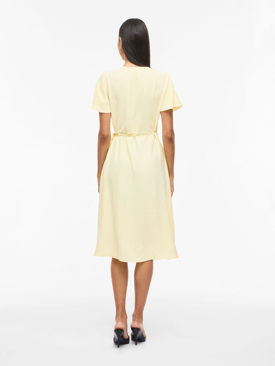 Carousel image - VILOVIE SHORT SLEEVED WRAP DRESS, Pastel Yellow | 2