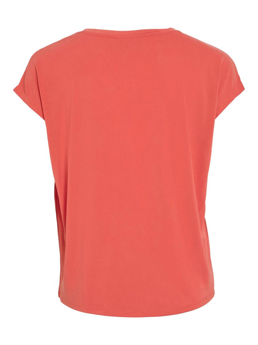 VILA VIMODALA V-NECK SHORT SLEEVED TOP, Paprika, highres - 14074847_Paprika_002.jpg